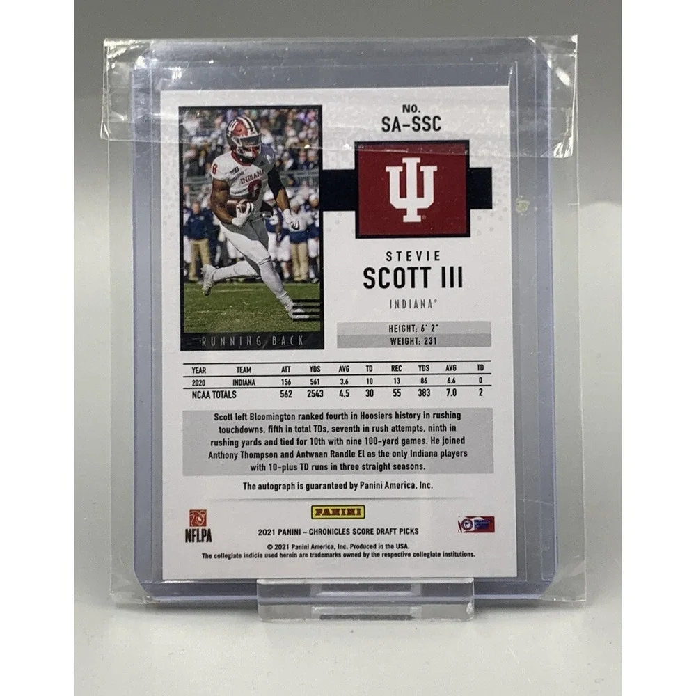 Stevie‎ Scott III 2021 Chronicles Draft Picks Score Auto RC #SA-SSC Indiana